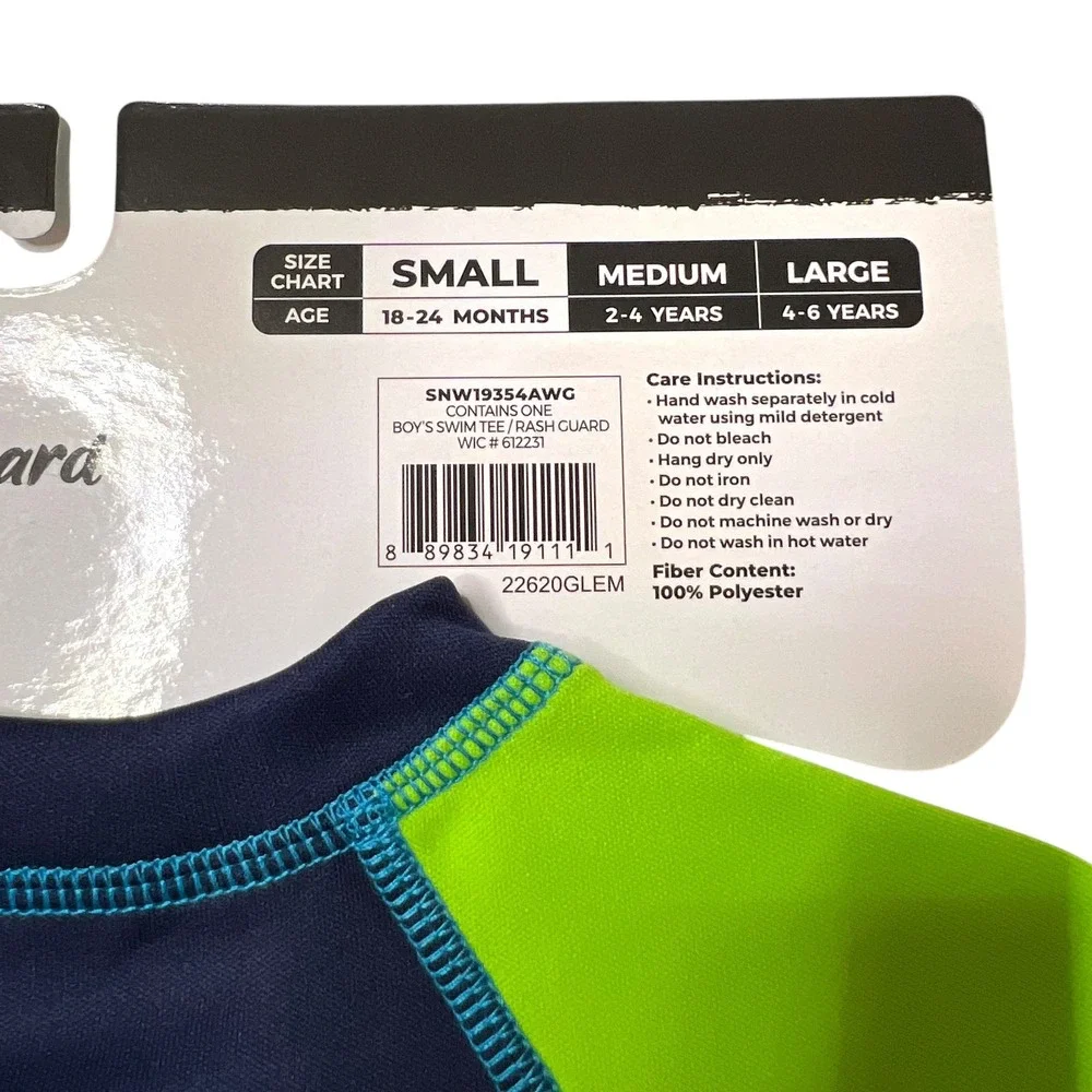 Sun Smart Boy's Rash Guard Swim Tee‎ UPF 50+ Surf Car Graphic 18-24 (Months) S